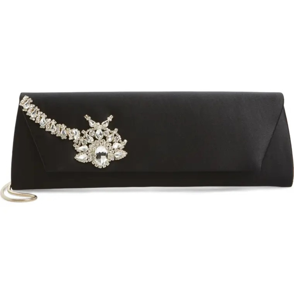 BADGLEY MISCHKA | Aria Silk Satin Jeweled Clutch ▪️Last One▪️